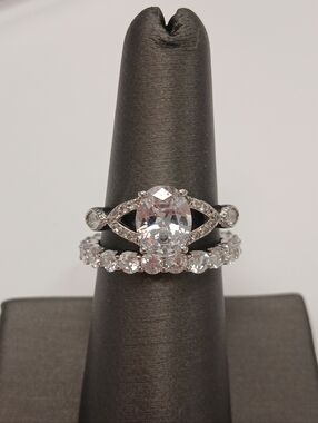 NEW! Oval Cubic Zirconia White Gold Filled Engagement Ring Set - Size 7 Goldoro
